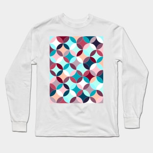 Overlapping vintage circles pattern, colorful interlocking round shapes background Long Sleeve T-Shirt